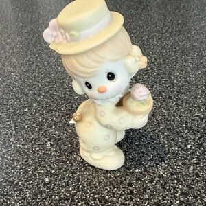 Precious Moments Clown Cream and Pink Figurine with Hat